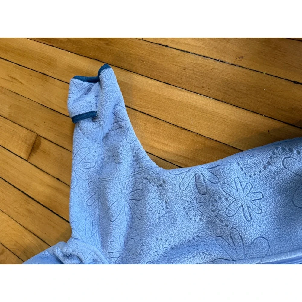 REI baby blue floral baby fleece bunting snow suit Winter hooded outdoor‎